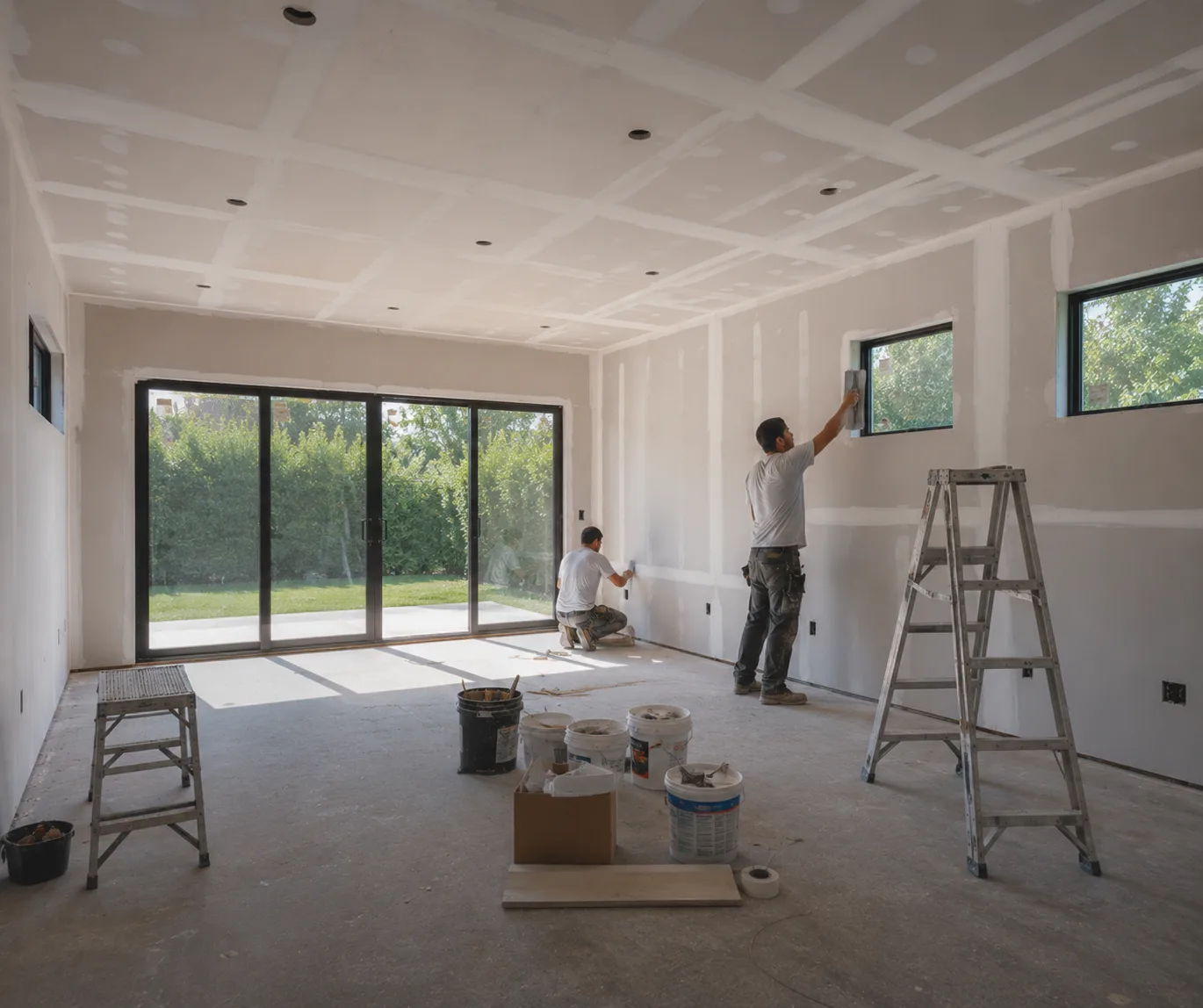 ADU under construction with workers on site